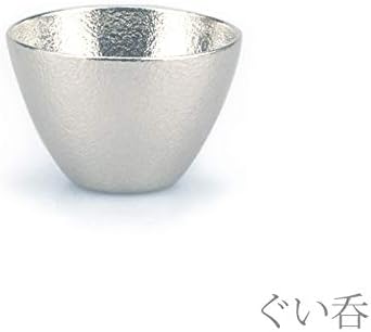 선물용】노사쿠 주석 사케 은잔 90ml 동백나무상자 <br><small>能作 錫器 ぐい呑 銀箔　（桐箱入） </small>