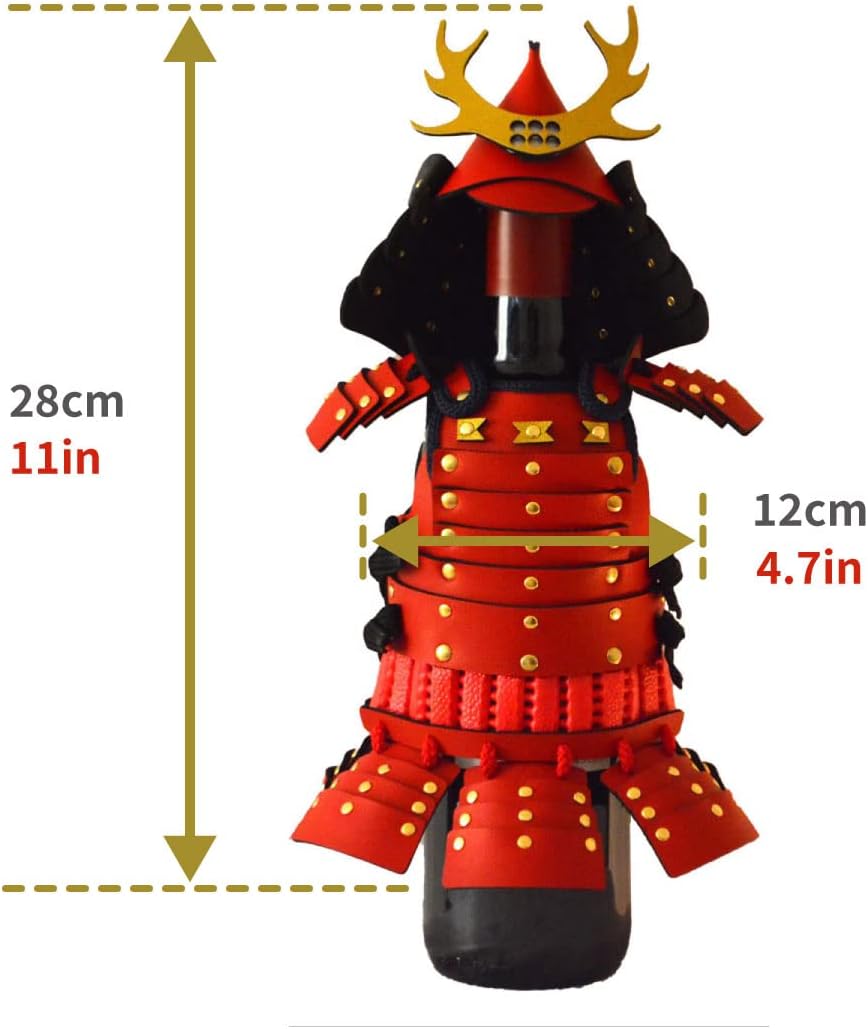 보틀에 입는 갑옷, 빨강 사나다 유키무라 일본제 700~900ml 병용 선물, 위스키, 소주, 와인 <br><small>ボトルに着せる鎧 赤 真田幸村 日本製 700~900mlボトル用 ギフト、ウイスキー、焼酎、ワイン</small>