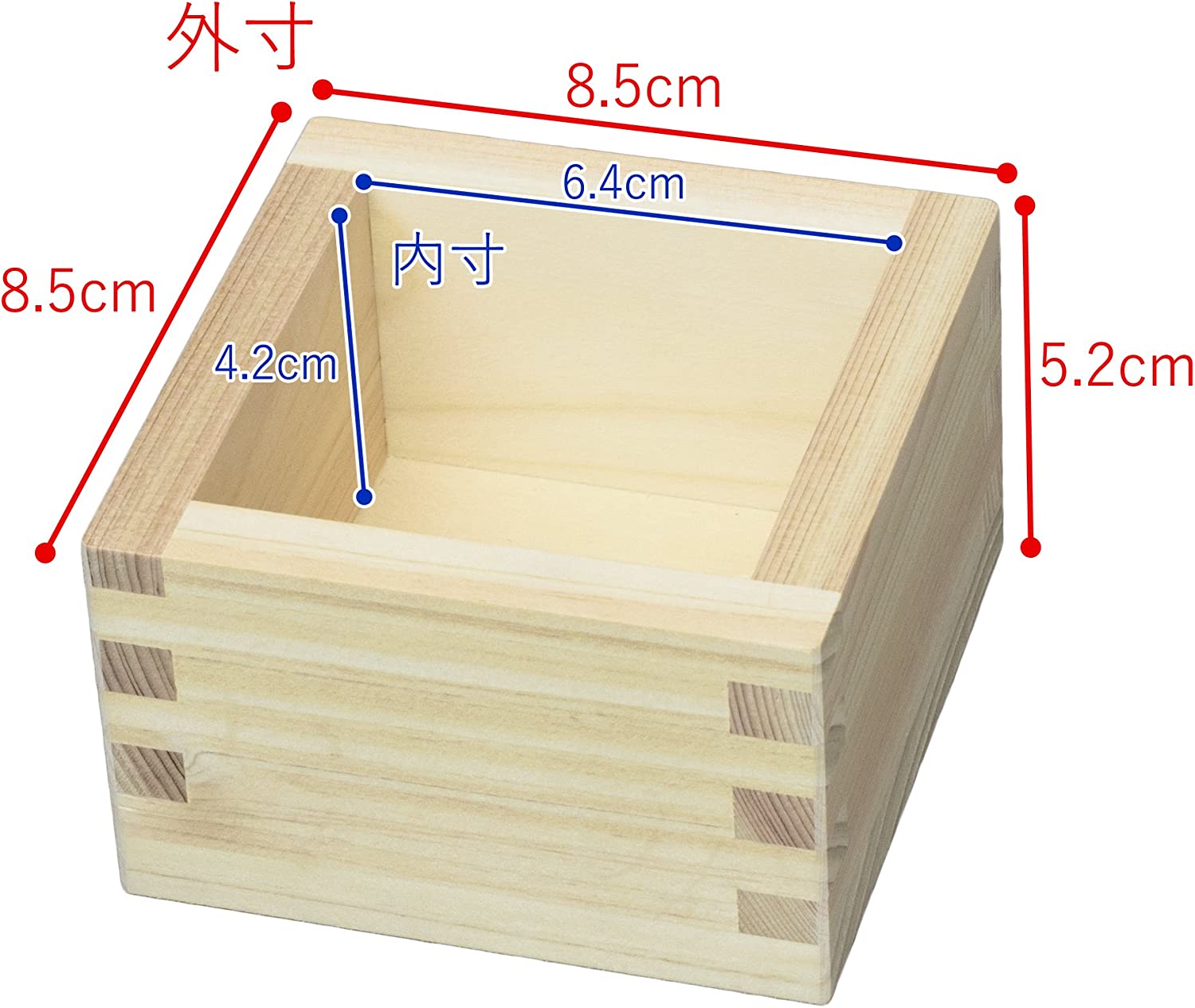 우메자와 이노키 1코마수와 유리잔 일제 <br><small>ウメザワ 桧(ひのき) 1合升 + 枡酒グラス 日本製</small>